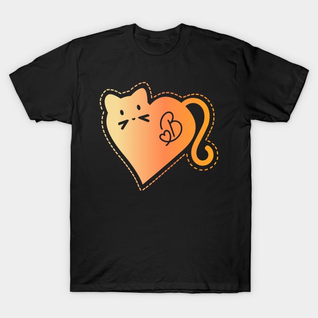 Heart Cat Monogram B in Orange T-Shirt by ArtsByNaty